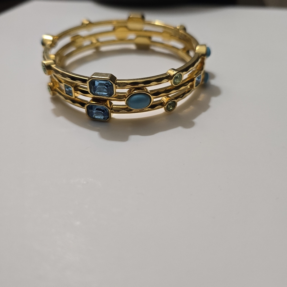 Vintage gold turquoise bangles